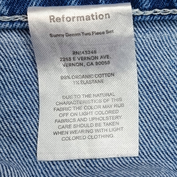 Reformation Sunny Denim Part Of Two Piece Set – Jean Bottom Size 12 Wide Leg - Picture 9 of 16